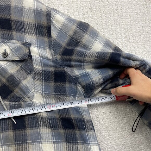 Wrangler Hooded Flannel Quilted Lined Shirt Jacket Men’s 2XL Blue Button Up - Picture 15 of 16